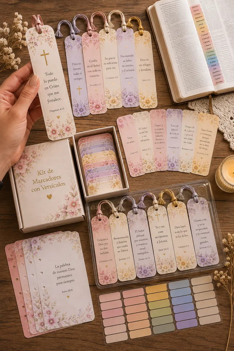 Kit de marcadores y separadores con versículos bíblicos para la Biblia